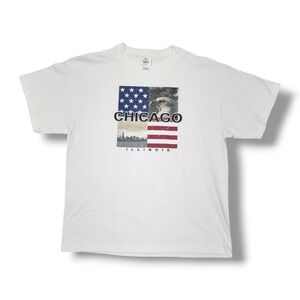 Vintage Delta Magnum Weight Chicago Illinois‎ USA White 90's T Shirt Size Large